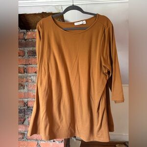 Susan Graver Women's Tan Long Sleeve Top